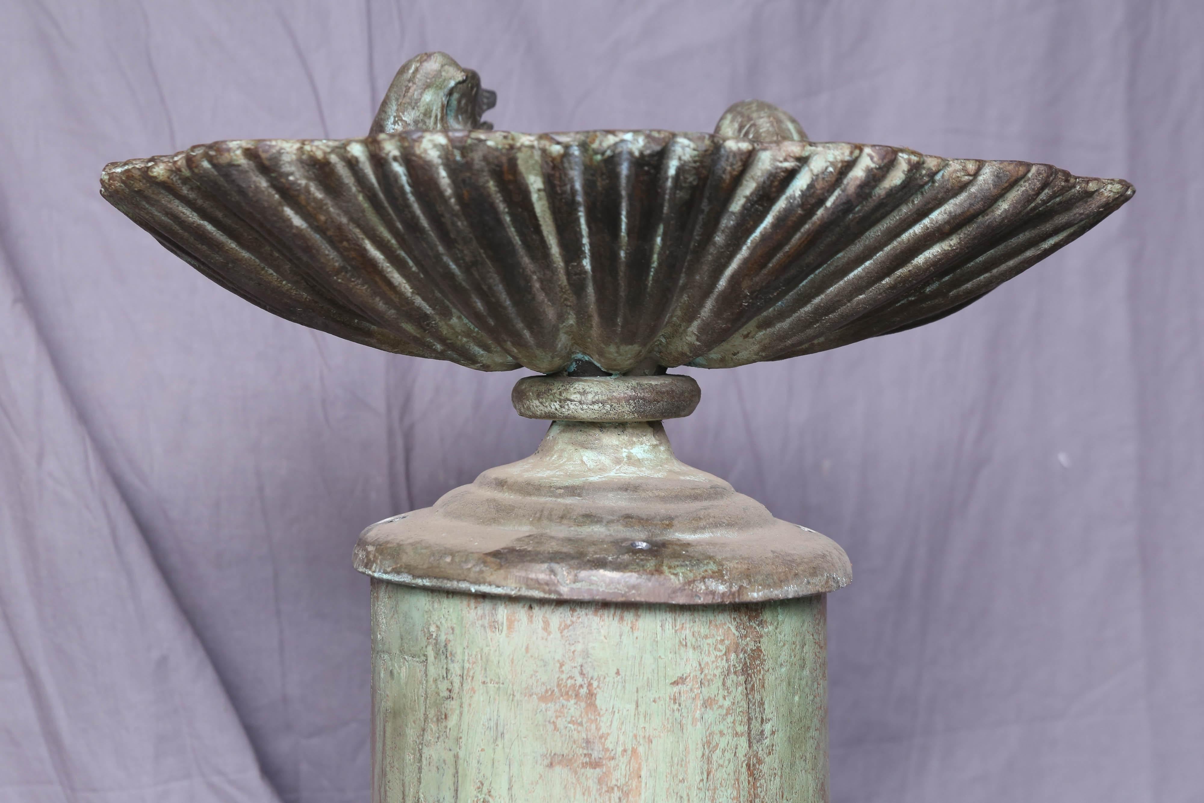 Asian Cute Cast Iron Bird Bath from the Back Yard Garden of a Colonial Home