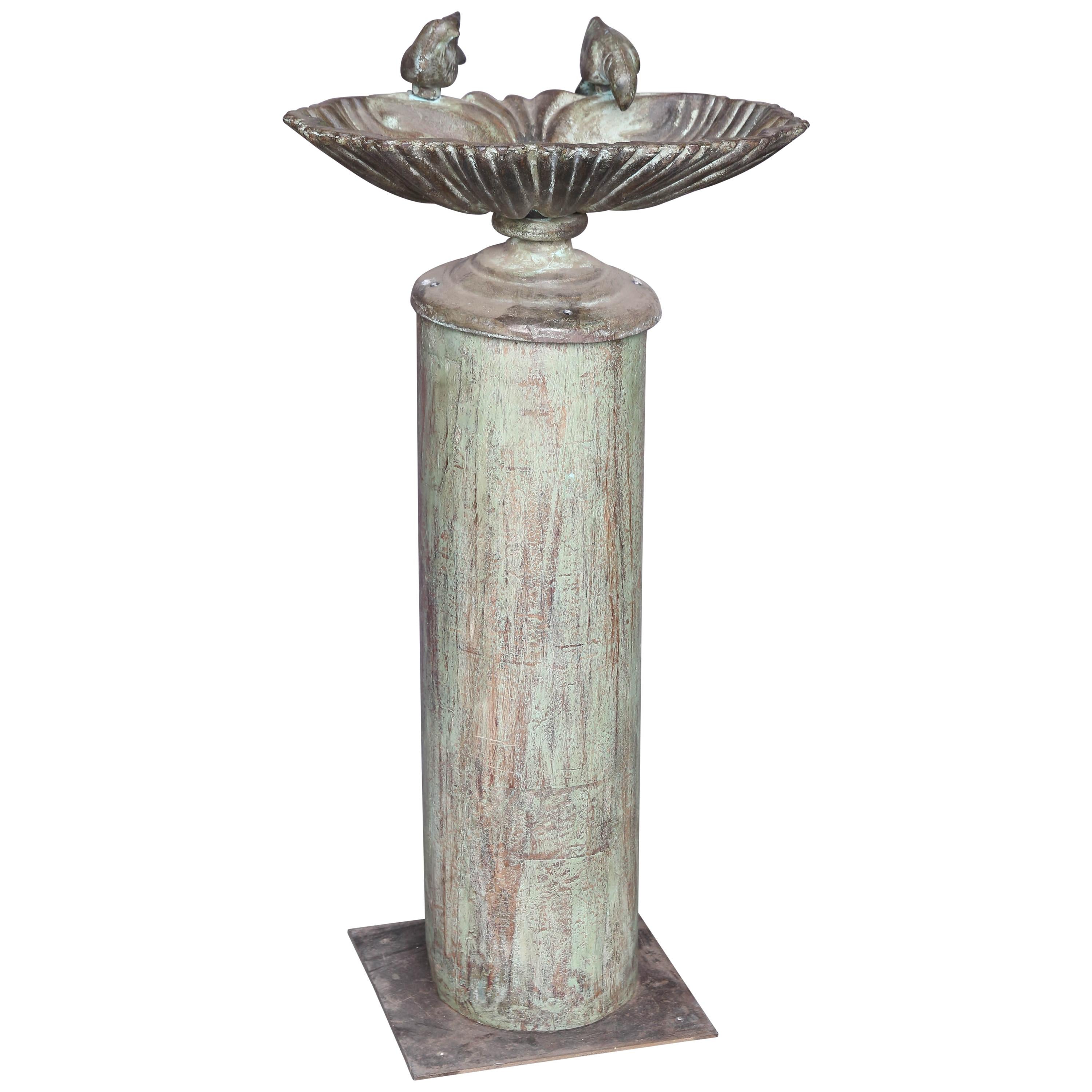 Cute Cast Iron Bird Bath from the Back Yard Garden of a Colonial Home
