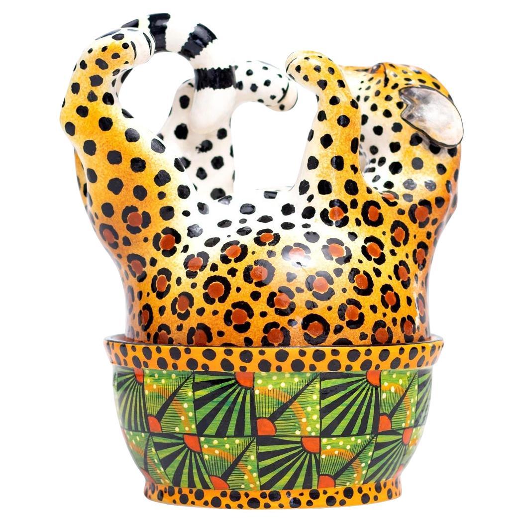 Cute Ceramic Leopard butterdish, hand made in South Africa
