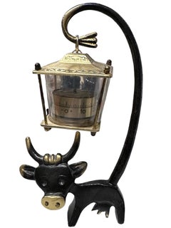 Cute Cow Figurine with Thermometer Walter Bosse, Vienna Austria 1960s MidCentury