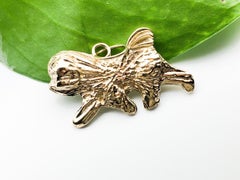 Cute dog pendant 18KT yellow gold Dog tag Dog solid gold pendant dog necklace