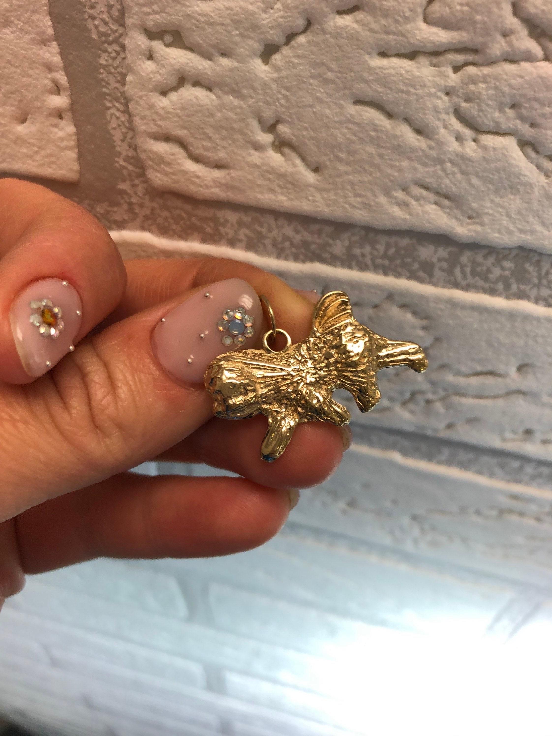 Niedlicher Hundeanhänger 18KT Gelbgold Hundemarke Hund massiv Goldanhänger Hundehalsband im Zustand „Neu“ im Angebot in Boca Raton, FL