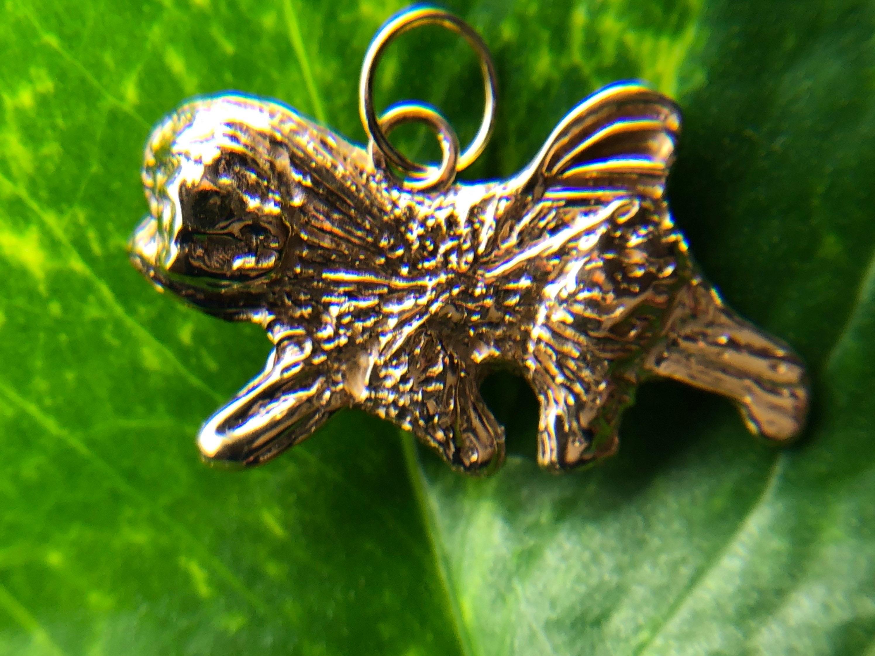 Niedlicher Hundeanhänger 18KT Gelbgold Hundemarke Hund massiv Goldanhänger Hundehalsband für Damen oder Herren im Angebot