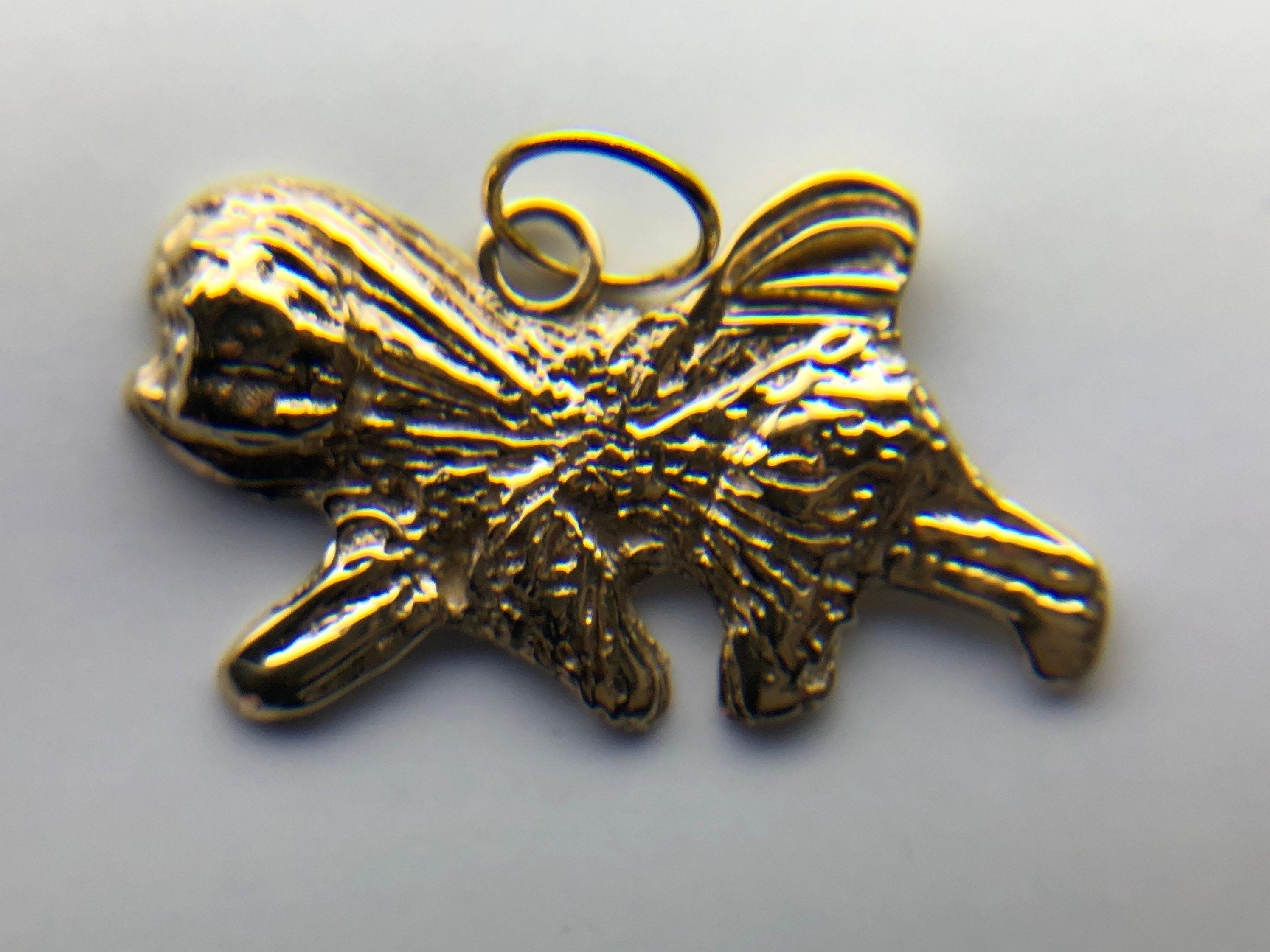 Niedlicher Hundeanhänger 18KT Gelbgold Hundemarke Hund massiv Goldanhänger Hundehalsband im Angebot 1