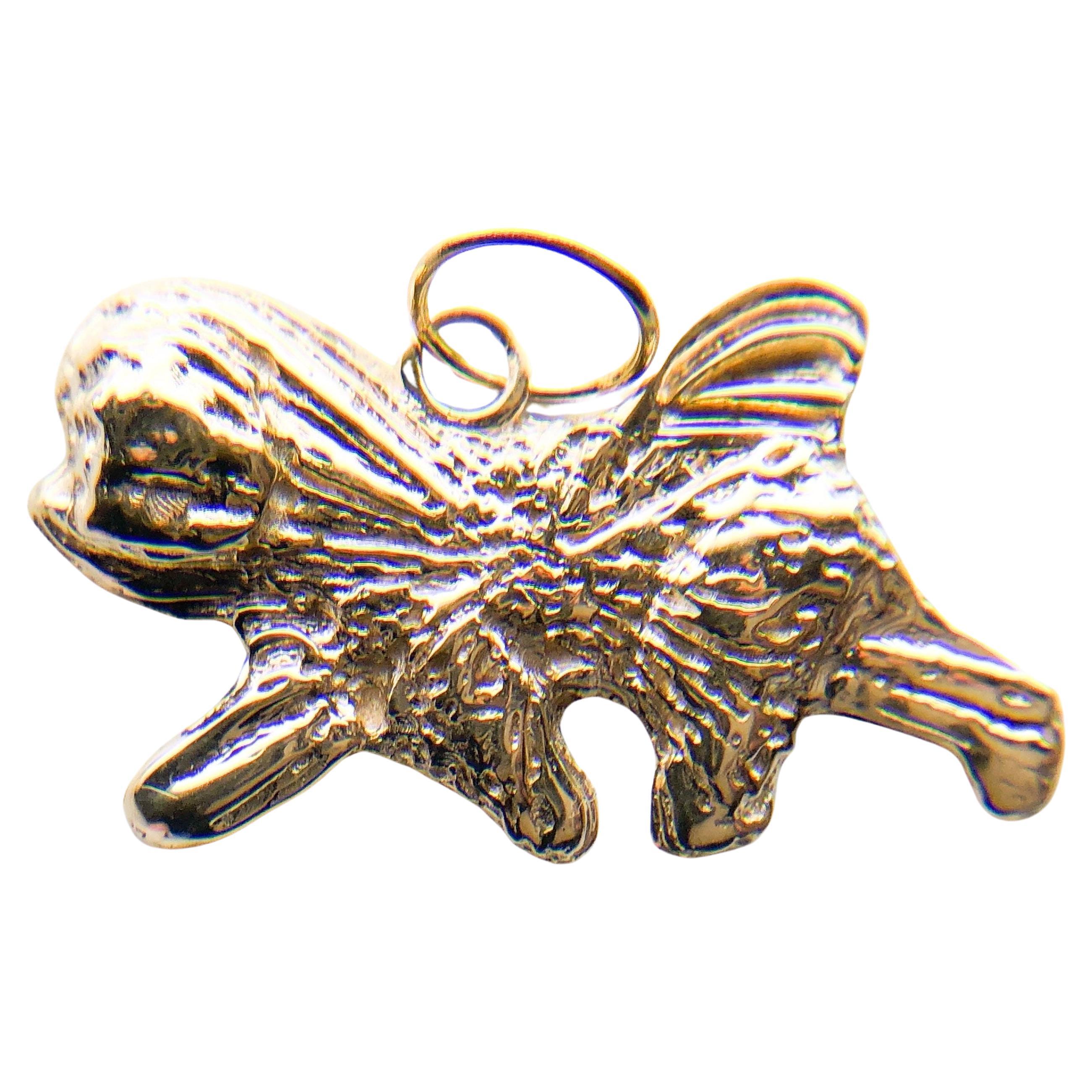 Cute dog pendant 18KT yellow gold Dog tag Dog solid gold pendant dog necklace