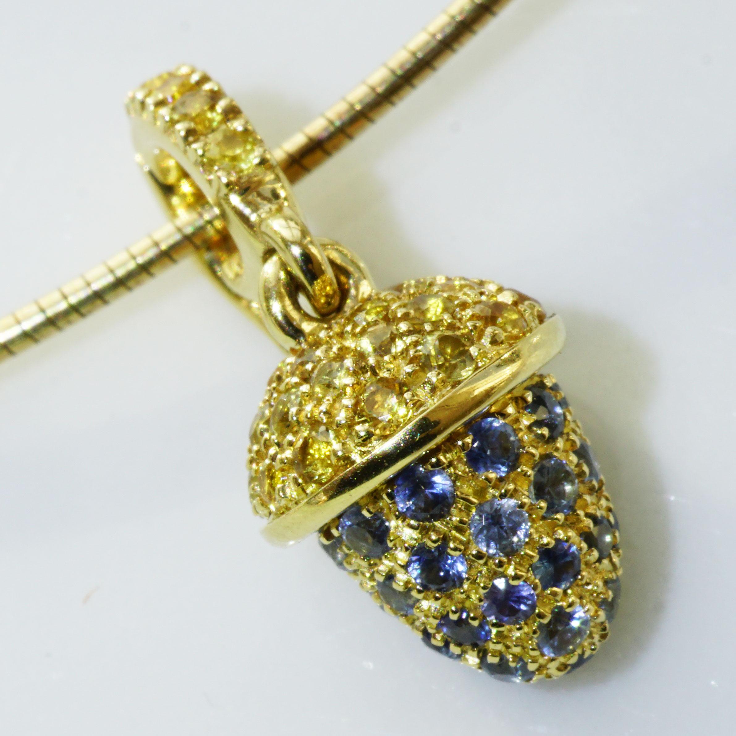Mignon pendentif Highlight Item Fine Yellow and Blue Sapphires AAA+ made Italy en vente 4