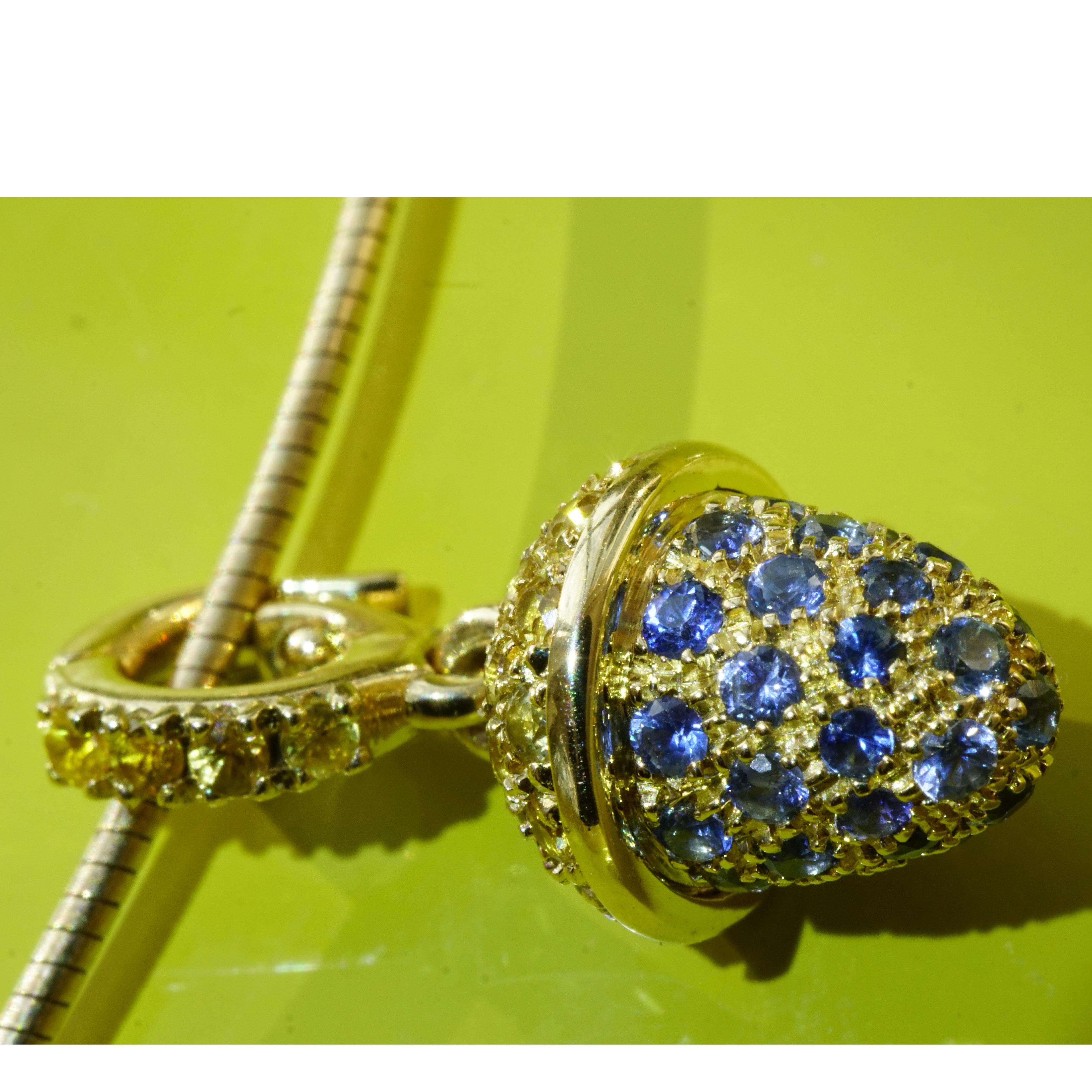 Mignon pendentif Highlight Item Fine Yellow and Blue Sapphires AAA+ made Italy en vente 5
