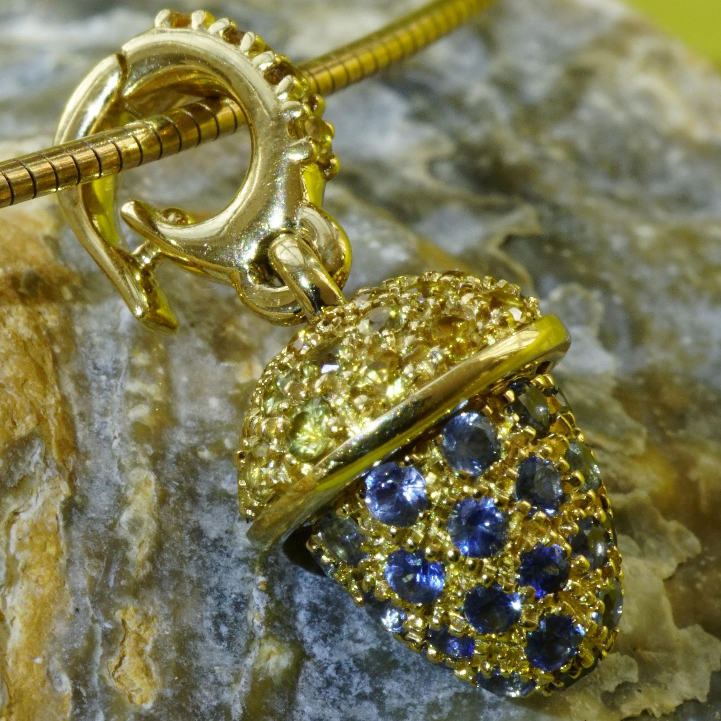 Mignon pendentif Highlight Item Fine Yellow and Blue Sapphires AAA+ made Italy en vente 6
