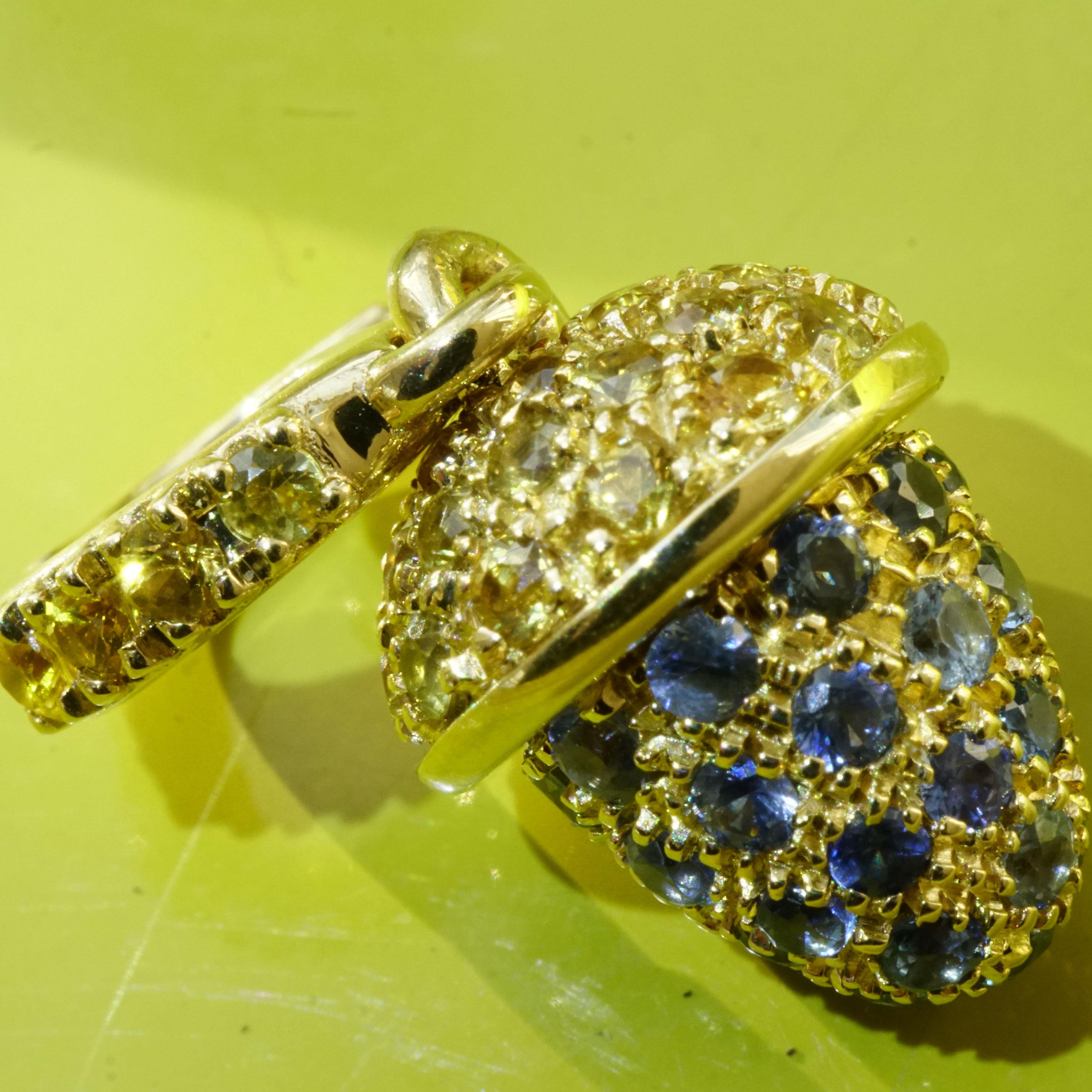 Mignon pendentif Highlight Item Fine Yellow and Blue Sapphires AAA+ made Italy en vente 7