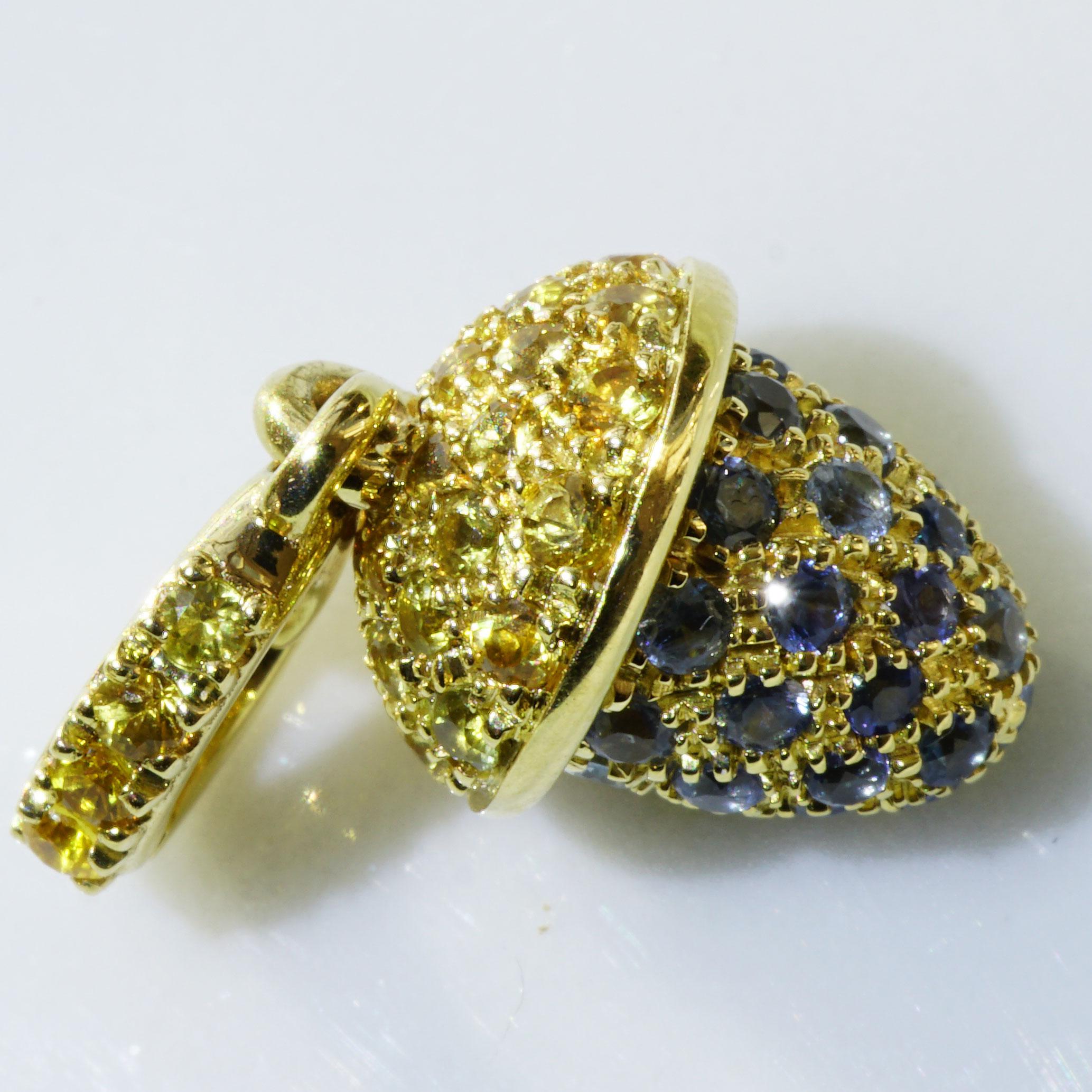Mignon pendentif Highlight Item Fine Yellow and Blue Sapphires AAA+ made Italy Unisexe en vente