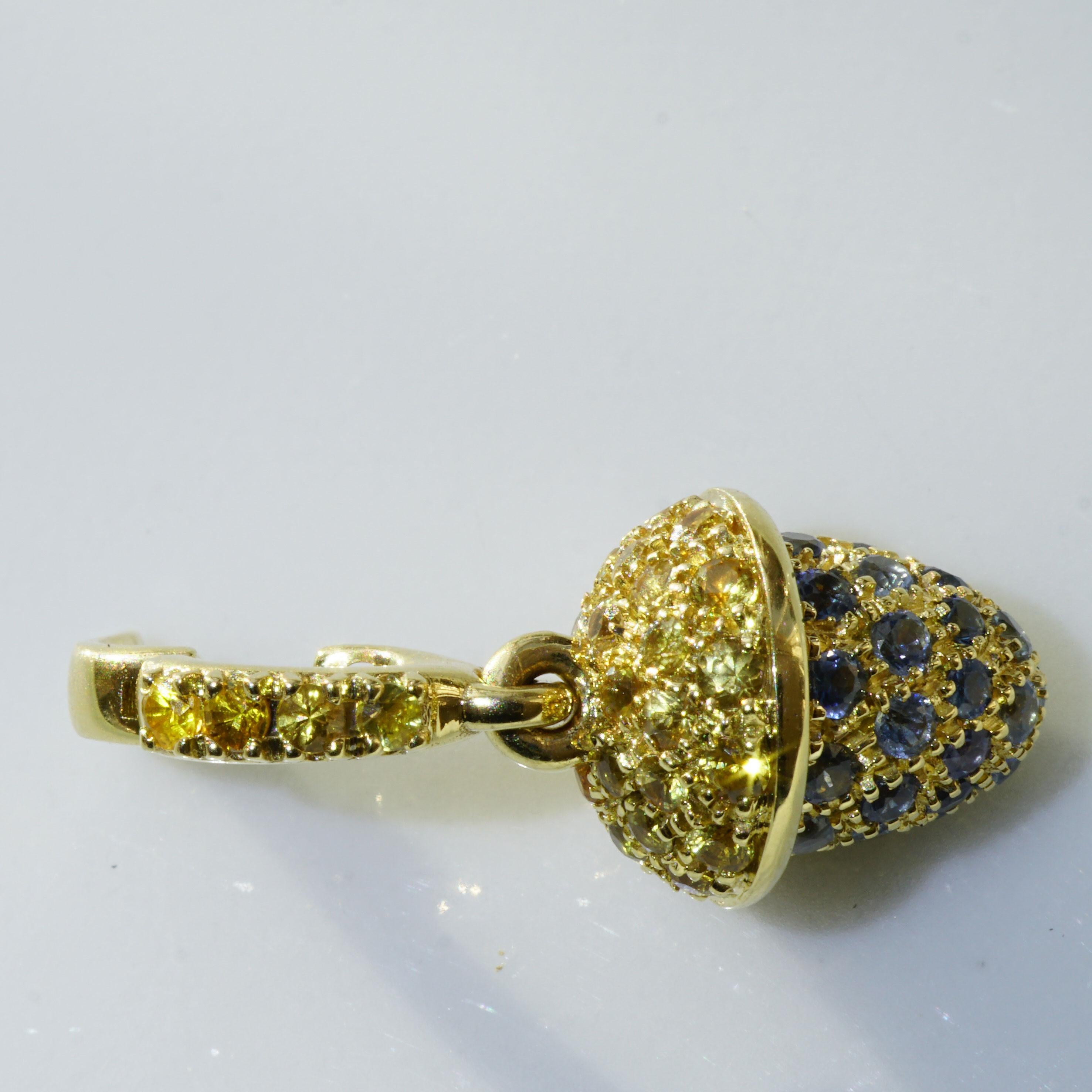 Mignon pendentif Highlight Item Fine Yellow and Blue Sapphires AAA+ made Italy en vente 1