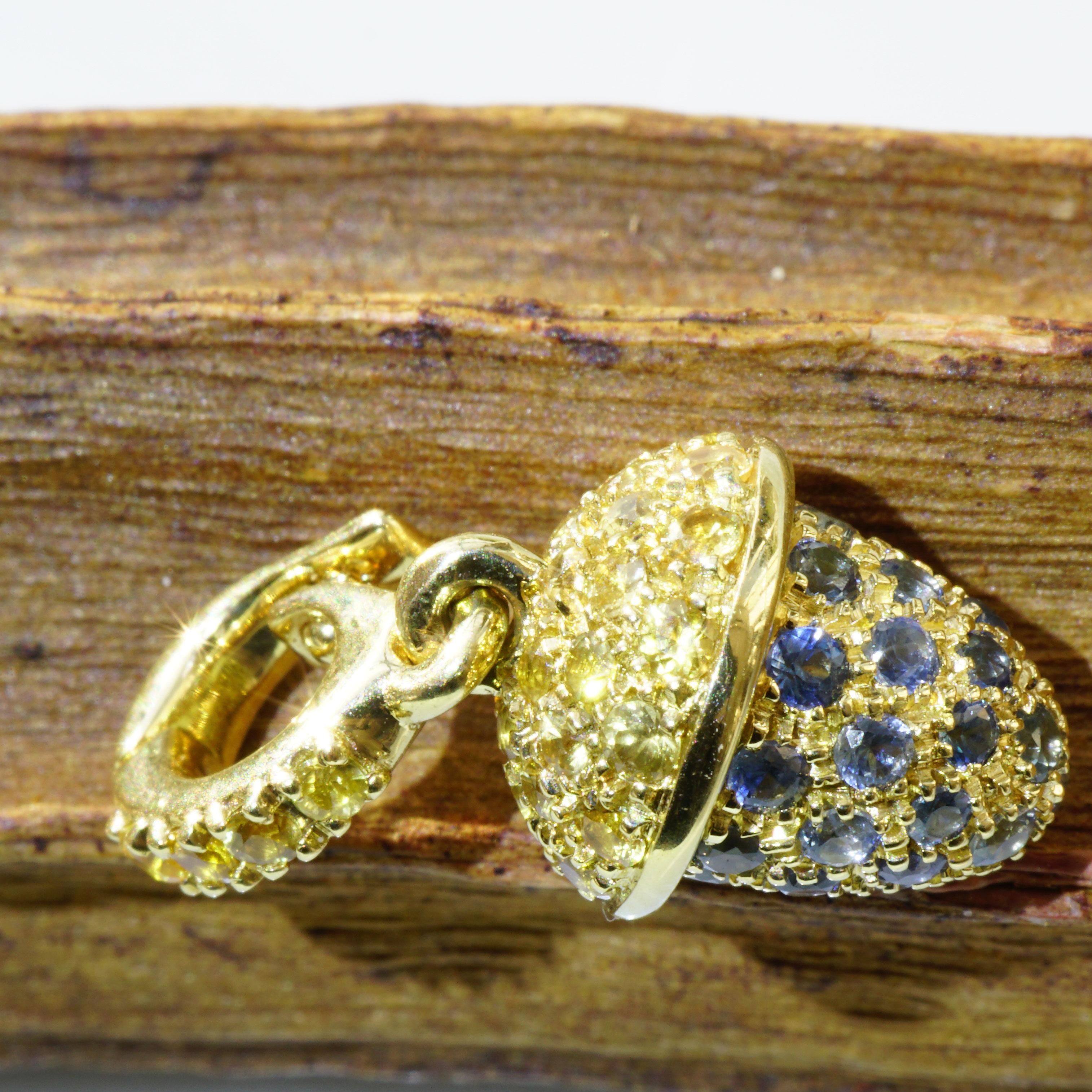 Mignon pendentif Highlight Item Fine Yellow and Blue Sapphires AAA+ made Italy en vente 2