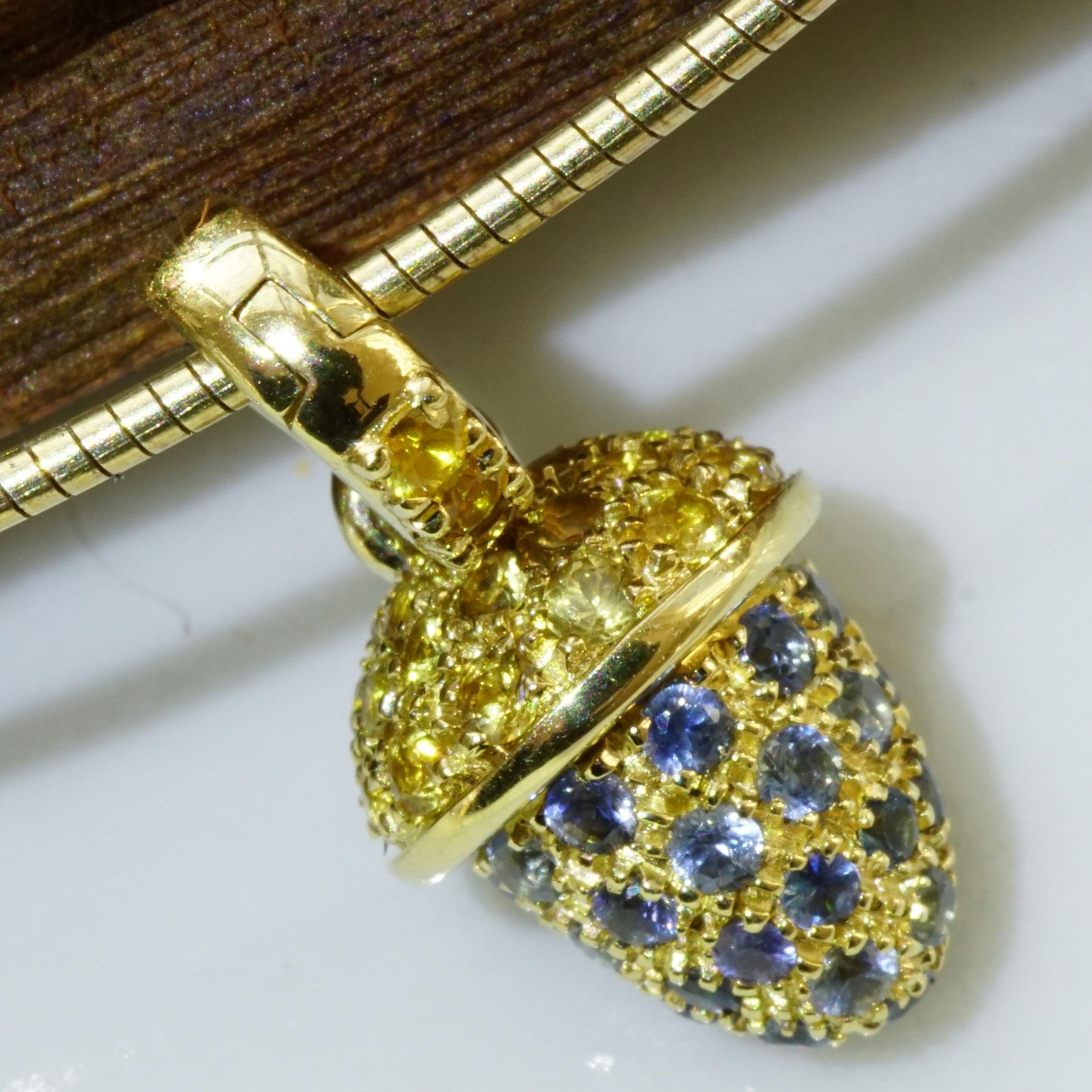 Mignon pendentif Highlight Item Fine Yellow and Blue Sapphires AAA+ made Italy en vente 3