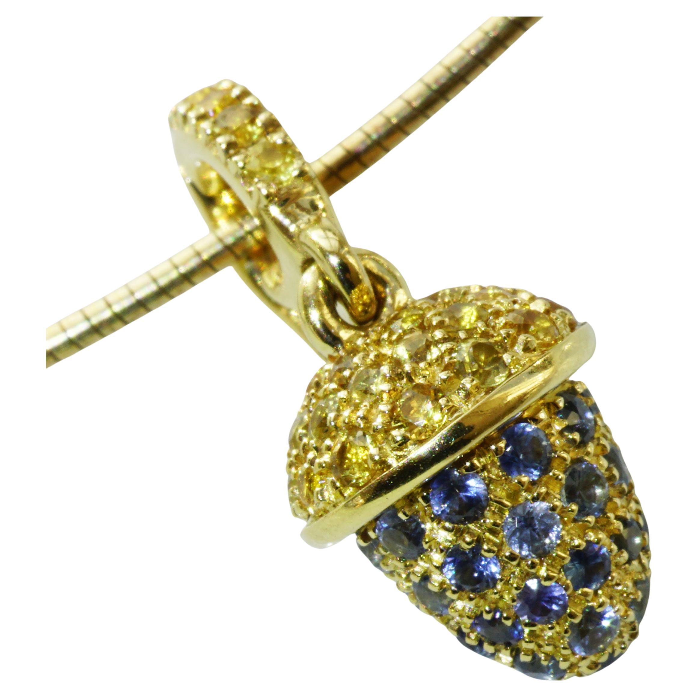 Mignon pendentif Highlight Item Fine Yellow and Blue Sapphires AAA+ made Italy en vente