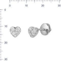 Elegantes Pendientes Corazón Diamante Blanco Oro Blanco