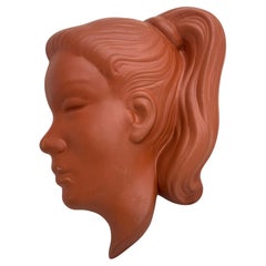 Cute Girl Lady Head Bust Wall Mask Decoration Vintage, Austria 1950s