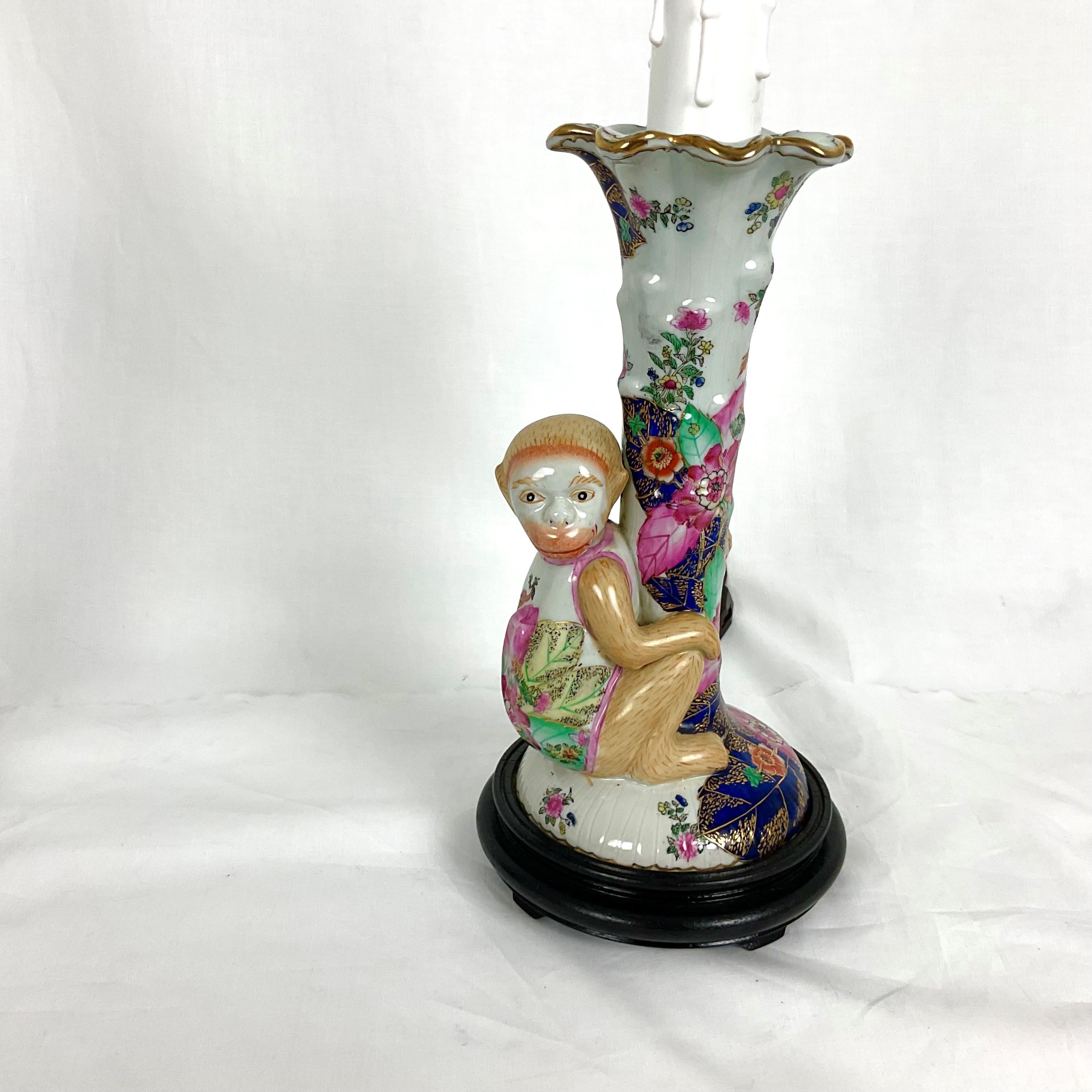 Cute Hand Painted Porcelain Monkey Lamps For Sale 9