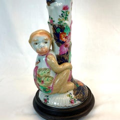 Cute Hand Painted Porcelain Monkey Lamps