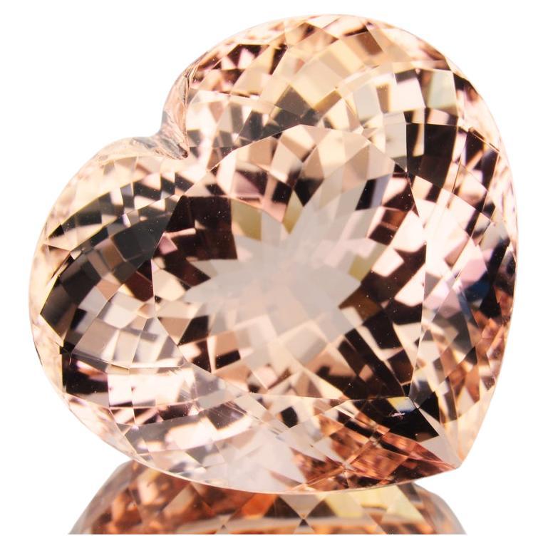 Cute Heart 34.14cts Dazzling Natural Morganite Peach Pink Brazil For Sale