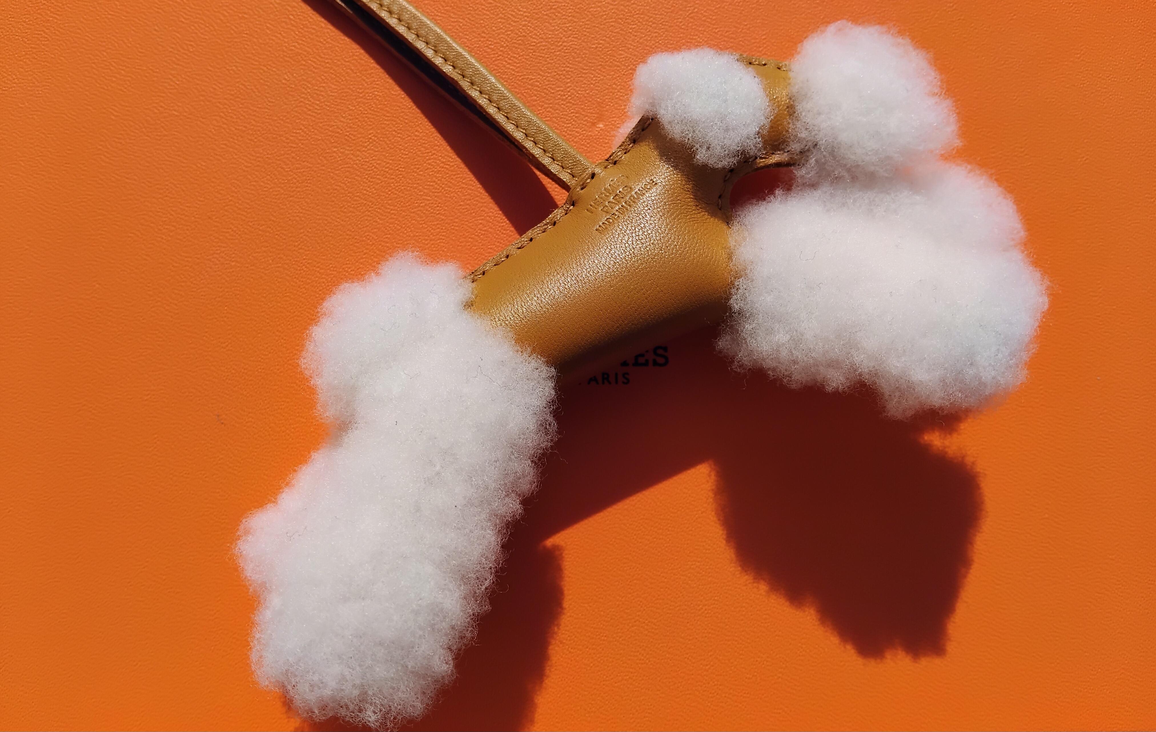 Cute Hermès Budy Bag Charm Buddy Fox Terrier Dog Wool Sesame Leather For Sale 1