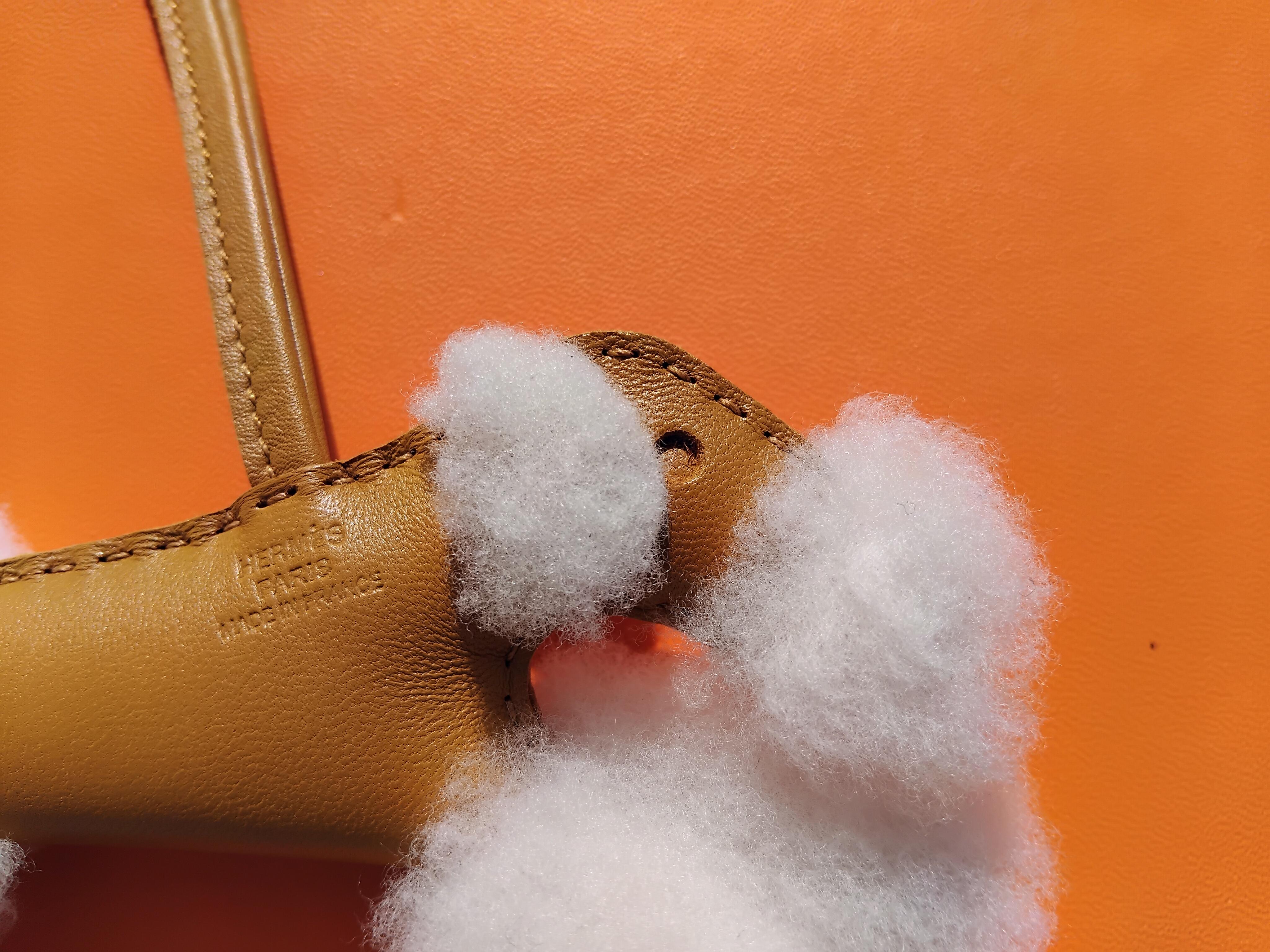 Cute Hermès Budy Bag Charm Buddy Fox Terrier Dog Wool Sesame Leather For Sale 4
