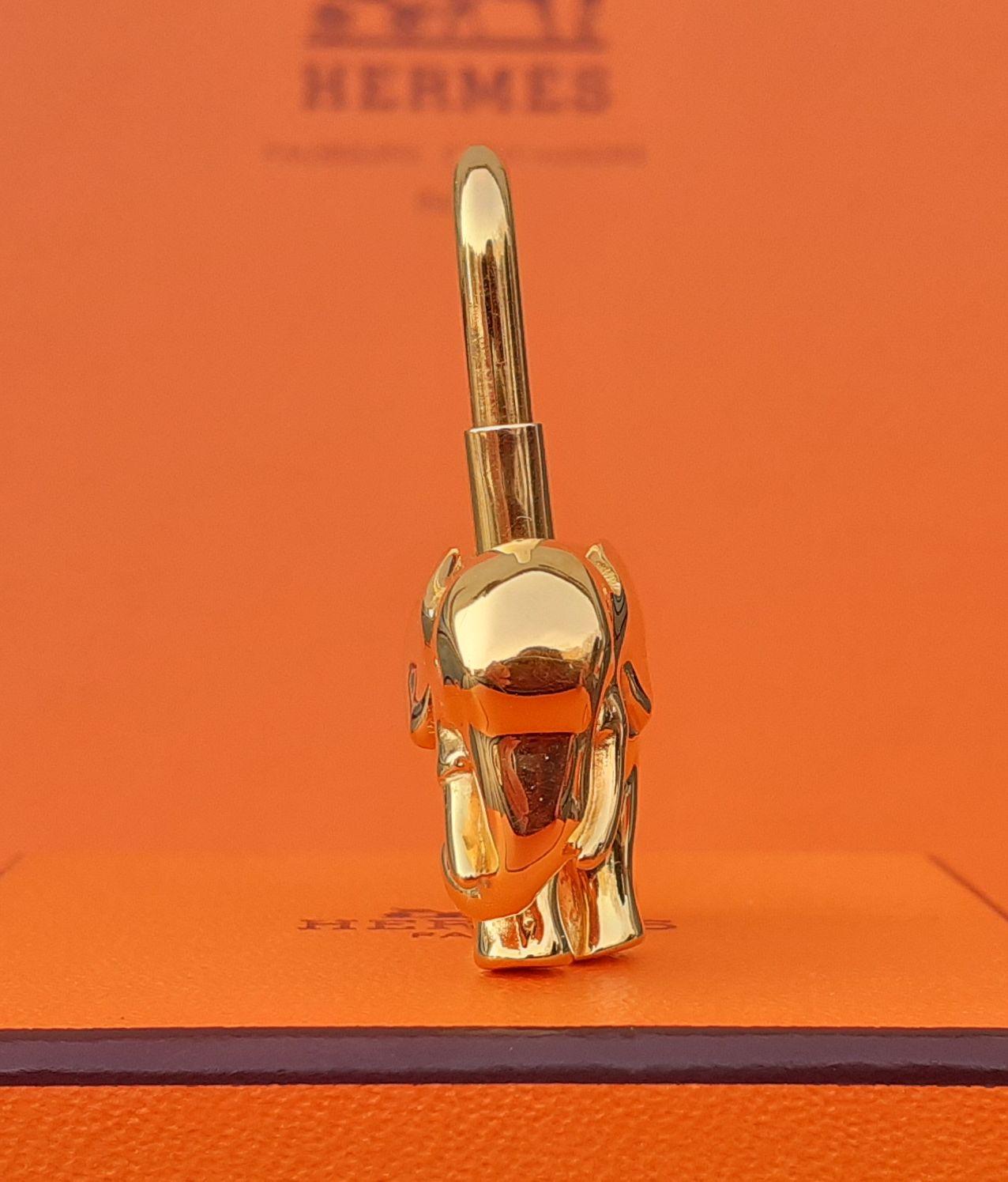 Cute Hermès Cadenas Lock Key Holder Elephant Gold Plated Metal 3