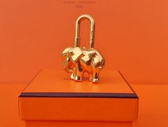 Cute Hermès Cadenas Lock Key Holder Elephant Gold Plated Metal