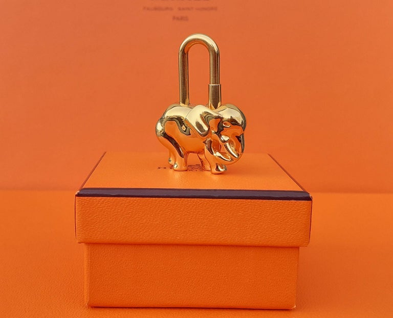 Cute Hermès Cadenas Lock Key Holder Elephant Gold Plated Metal at 1stDibs