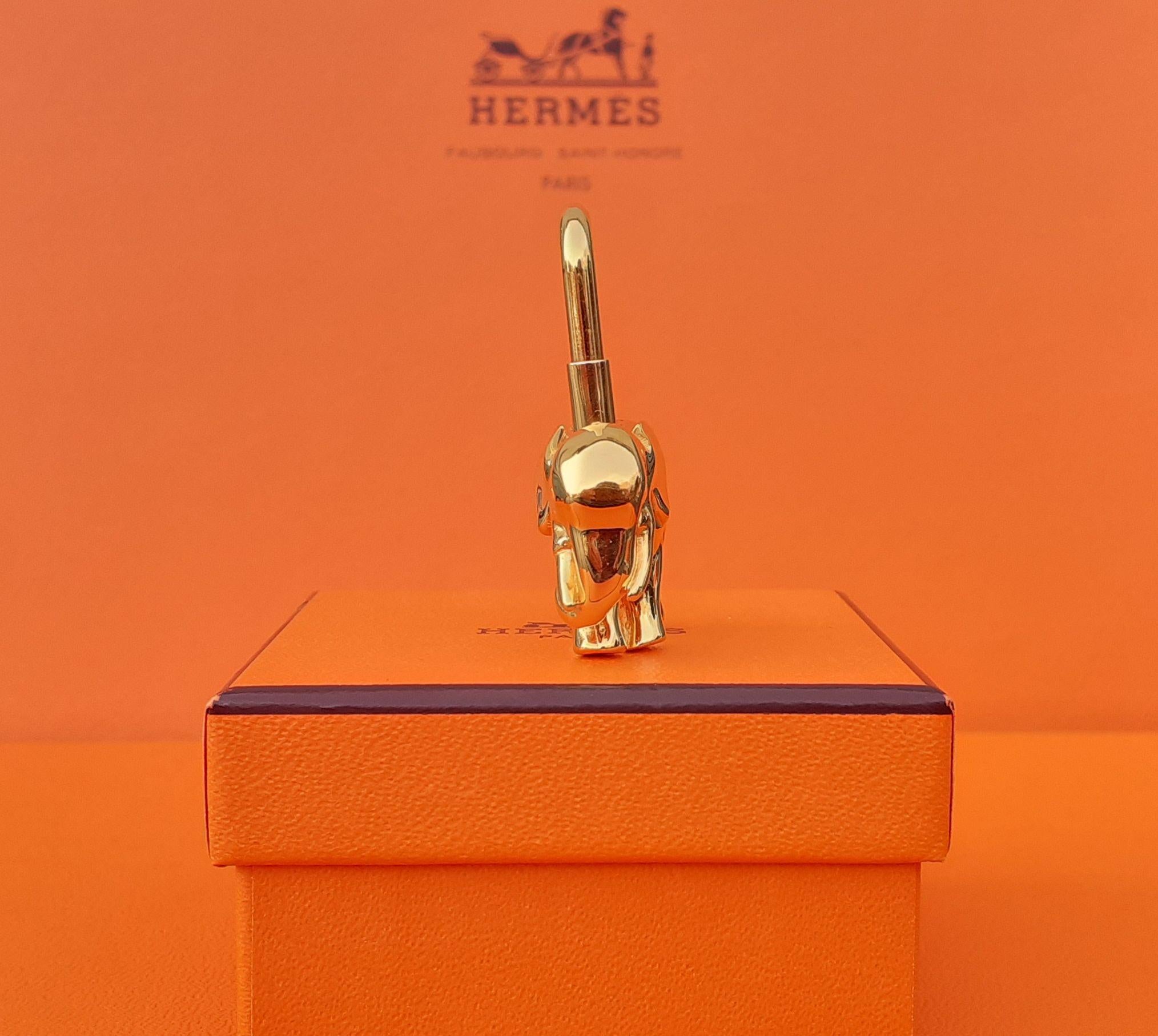 Cute Hermès Cadenas Lock Key Holder Elephant Gold Plated Metal 2