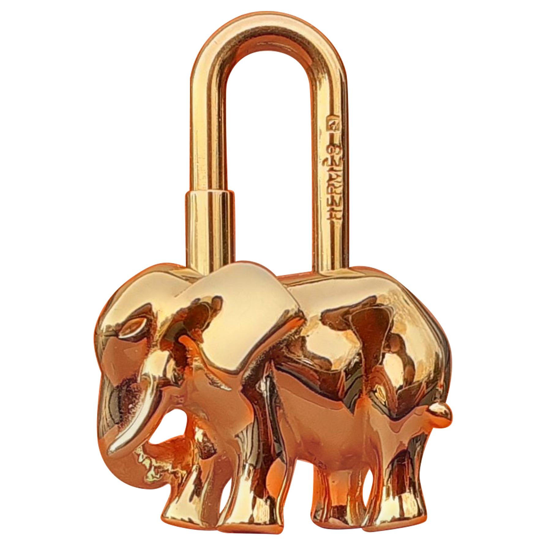 Cute Hermès Cadenas Lock Key Holder Elephant Gold Plated Metal