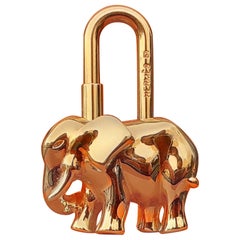 Vintage Cute Hermès Cadenas Lock Key Holder Elephant Gold Plated Metal