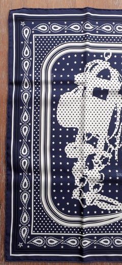 Cute Hermès Silk Scarf Brides de Gala Bandana Navy White 55 cm