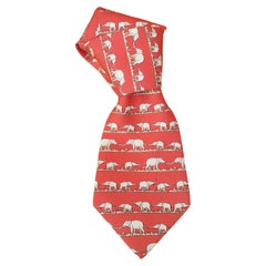Mignonne cravate en soie Hermès Elephants Grazing Mint