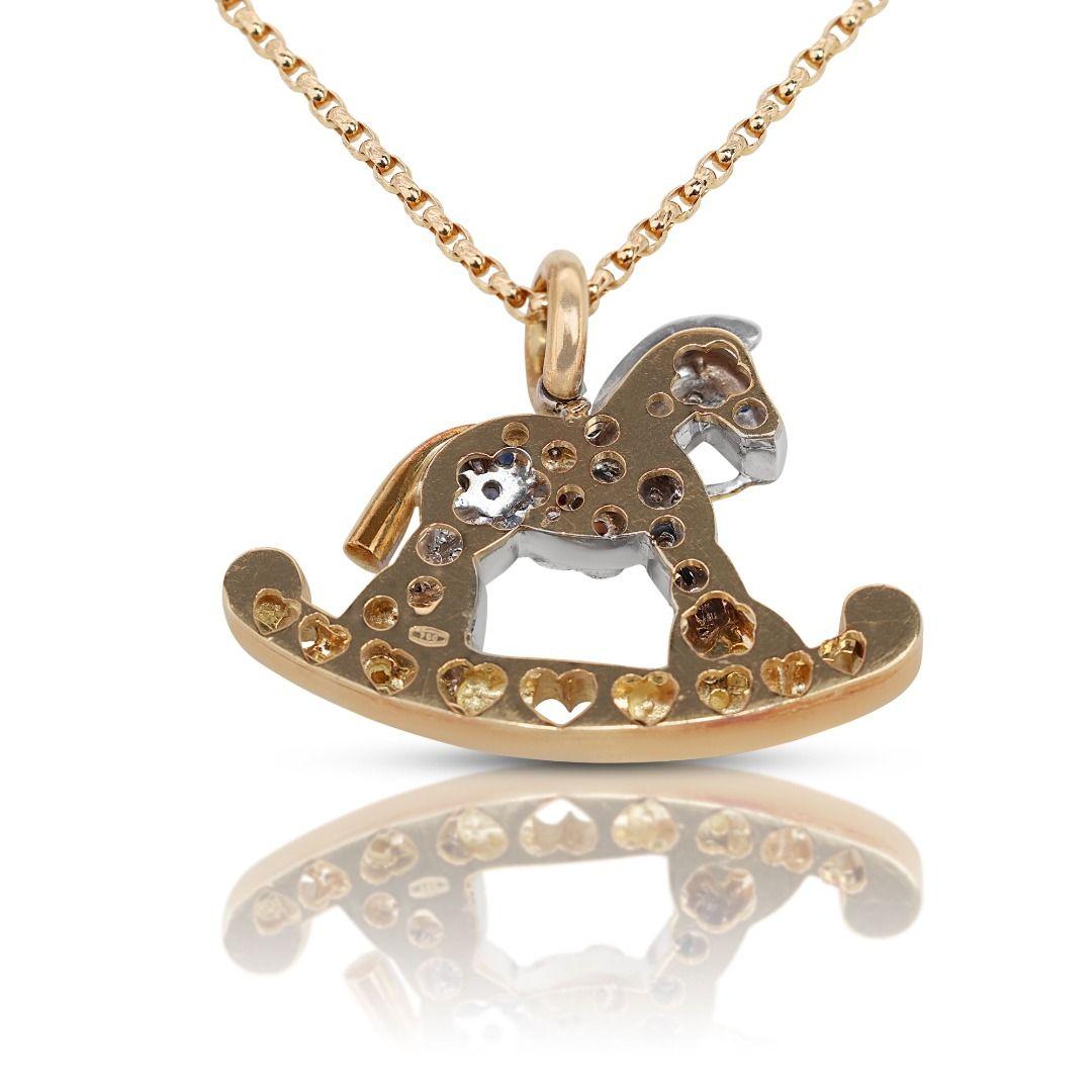 Cute Horse Car Pendant w/ 0.67ct Ruby, Sapphire, & Diamonds - Chain not included For Sale 1