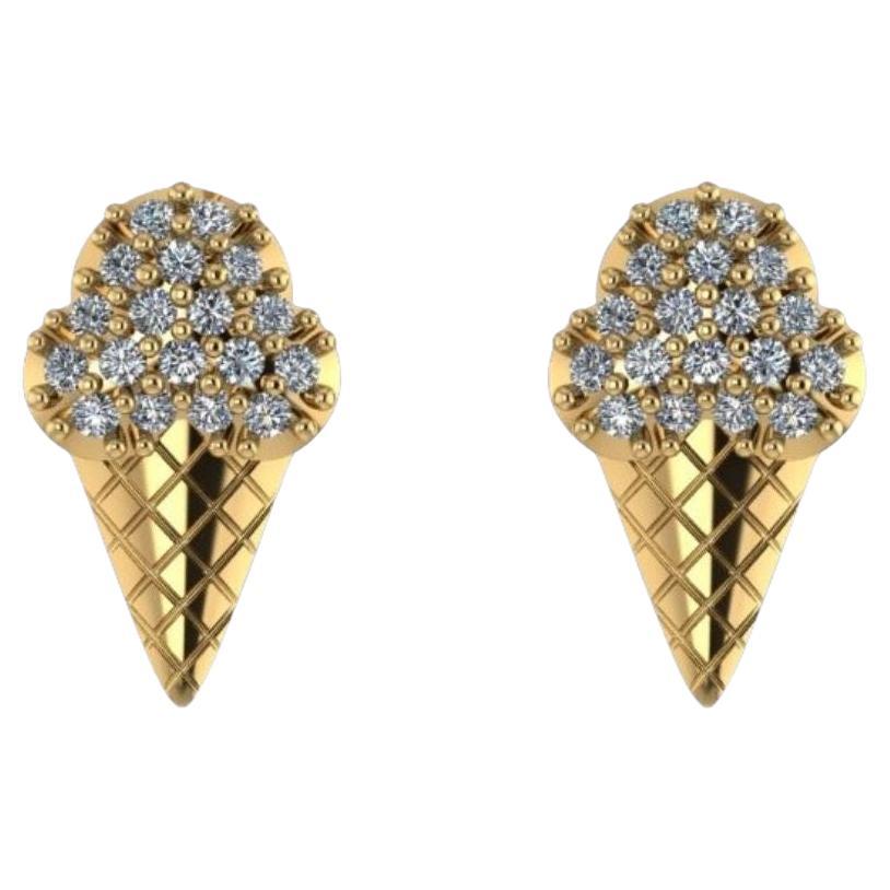 Cute Ice Cream Diamond Earrings for Girls (Kids/Toddlers) in 18K Solid Gold