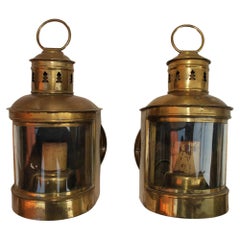 Vintage Cute little pair of 1930's brass outdoor sconces
