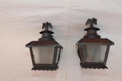 Cute little pair of 1940's copper outdoor sconces