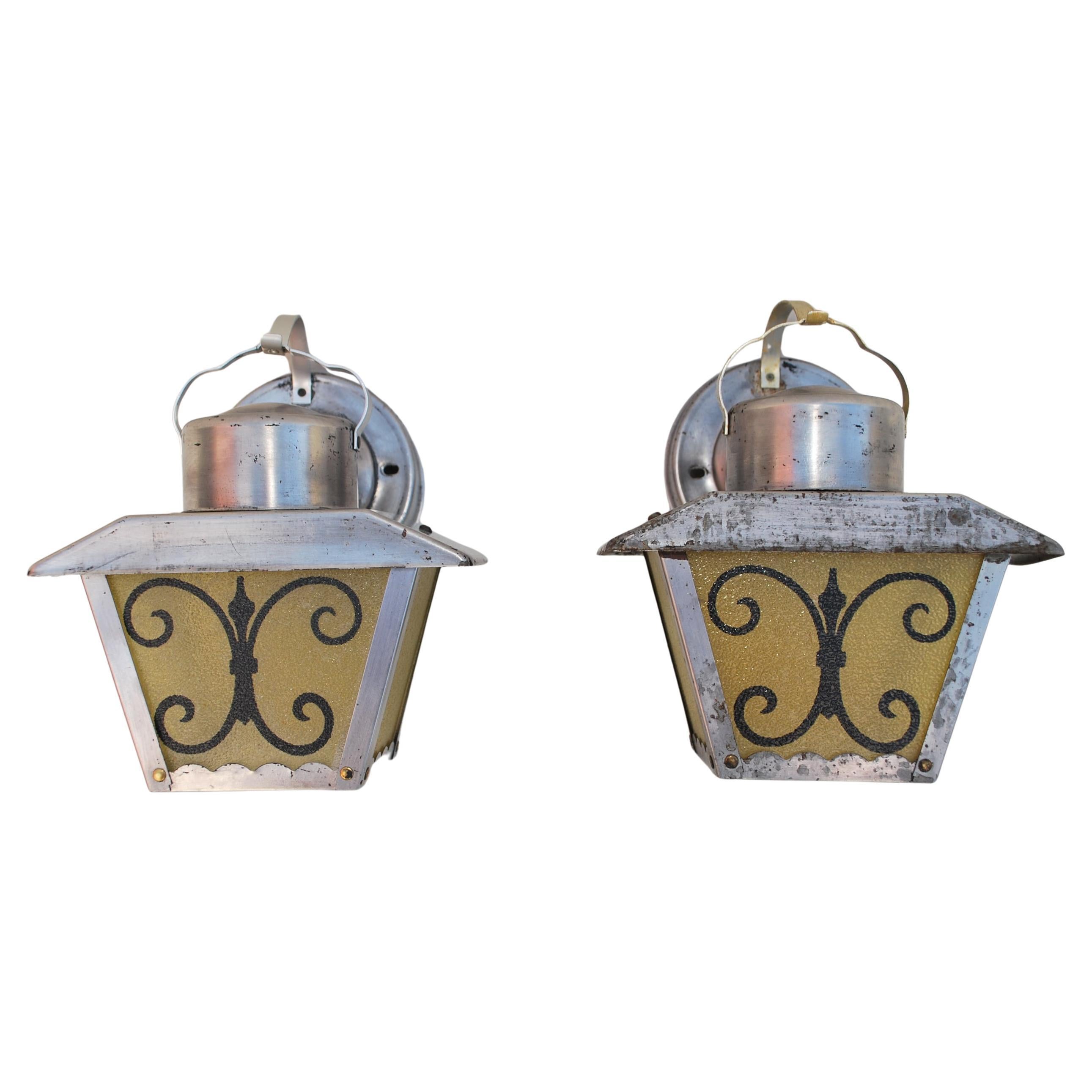 Cute little pair of 1950 outdoor sconces