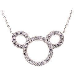 Collier pendentif Mickey Mouse taille ronde avec diamants en or