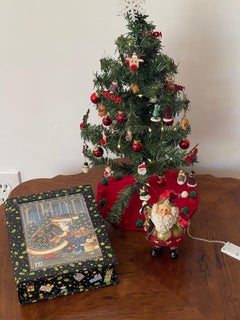 Cute Miniature Christmas Tree with Lights and Santa Claus Christmas Decor