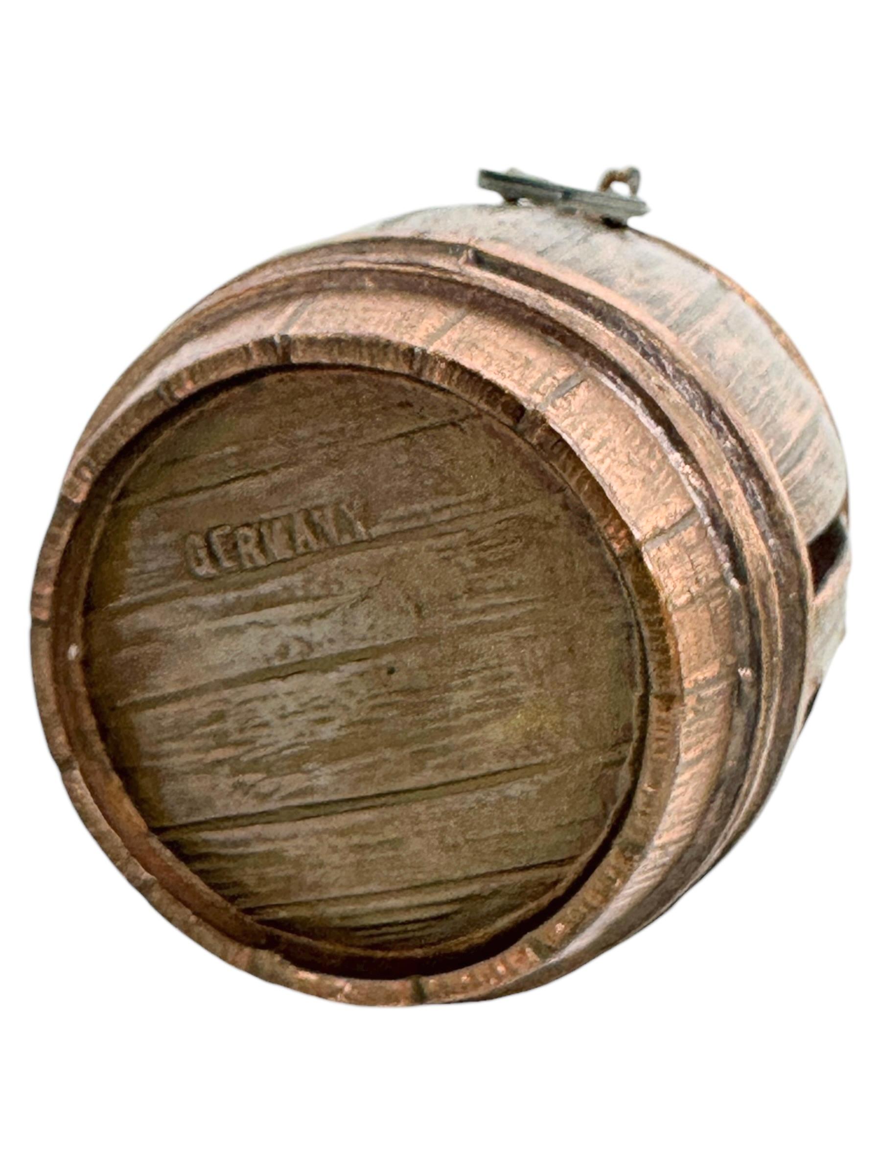 Cute Munich Child on Barrel Metal Money Box Piggy Bank, Antique German 1920s For Sale 6