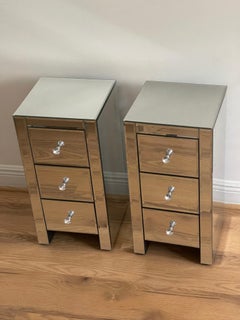 Cute Pair of Bevelled Mirrored Small Commodes