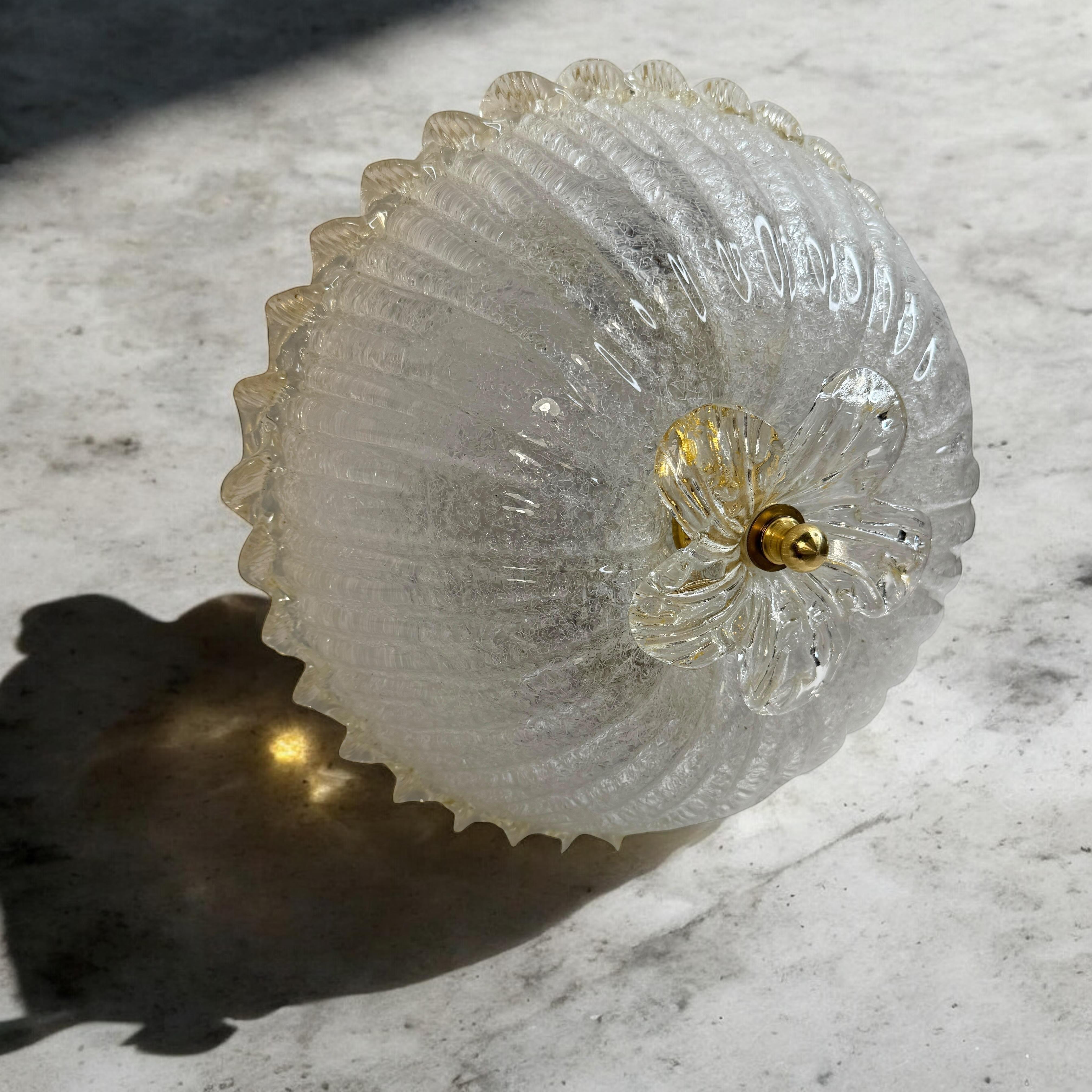 Niedliche Petite Murano Glas & Messing Flush Mount Barovier & Toso Stil 1980er Jahre Italien 5