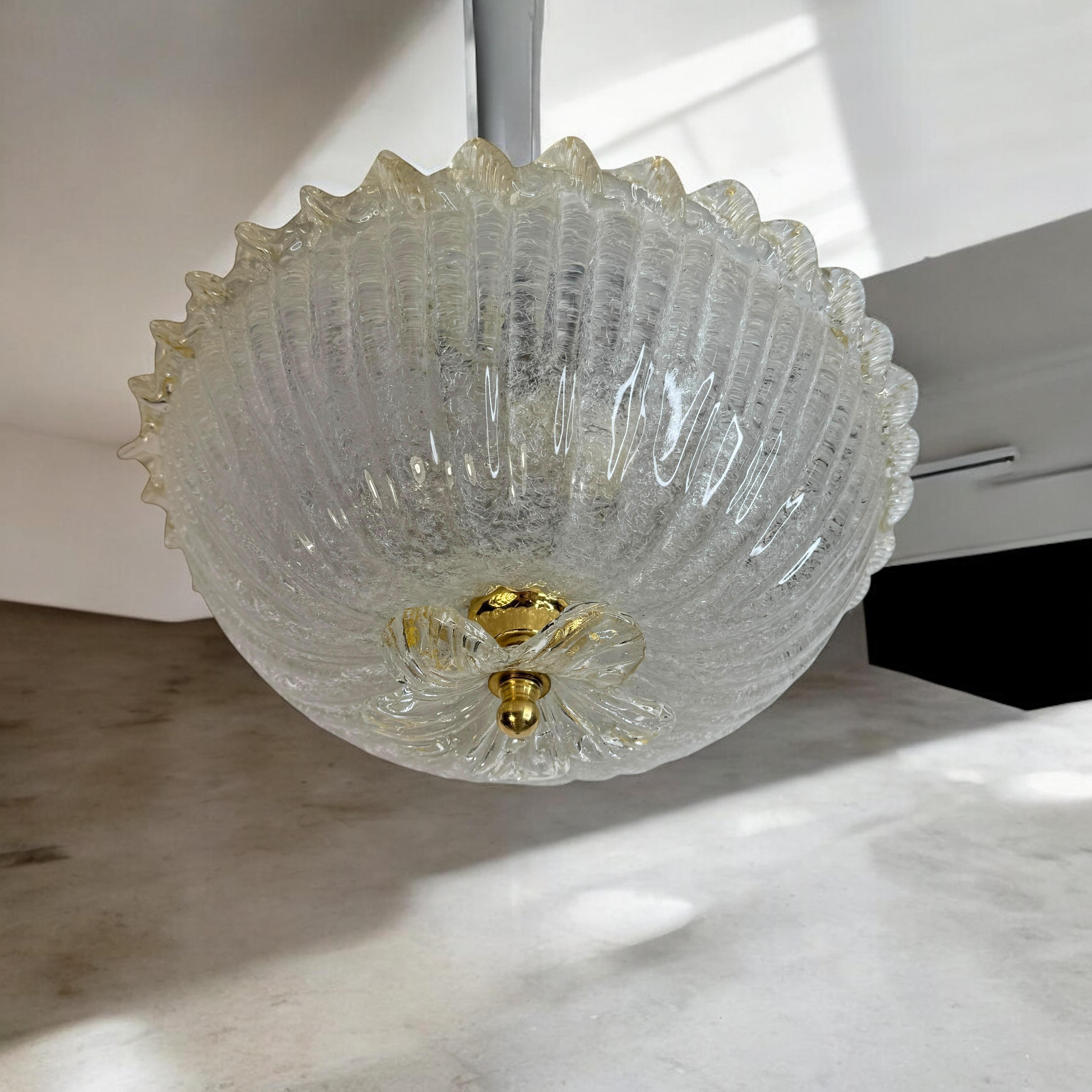 Niedliche Petite Murano Glas & Messing Flush Mount Barovier & Toso Stil 1980er Jahre Italien 6