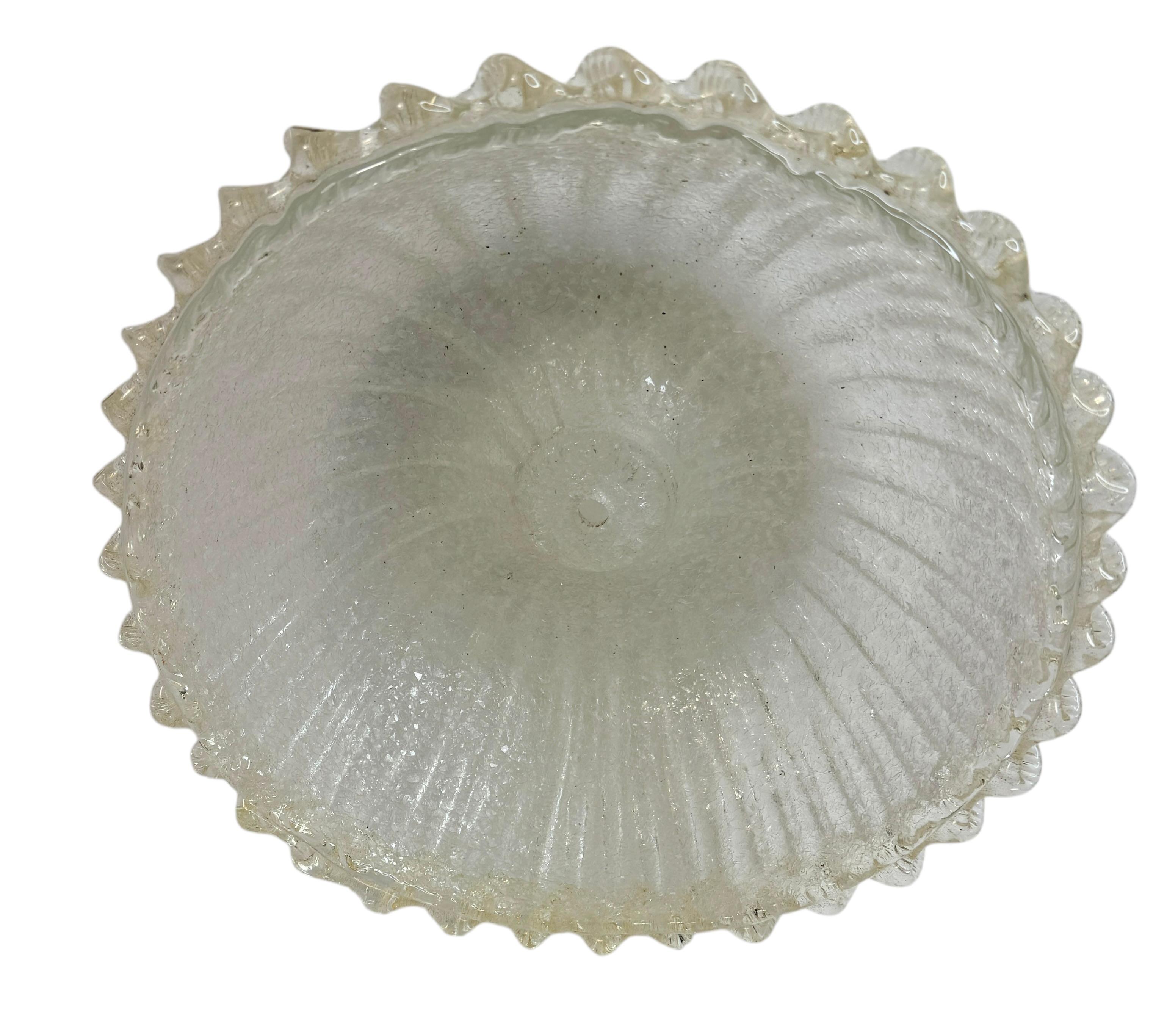 Niedliche Petite Murano Glas & Messing Flush Mount Barovier & Toso Stil 1980er Jahre Italien 2