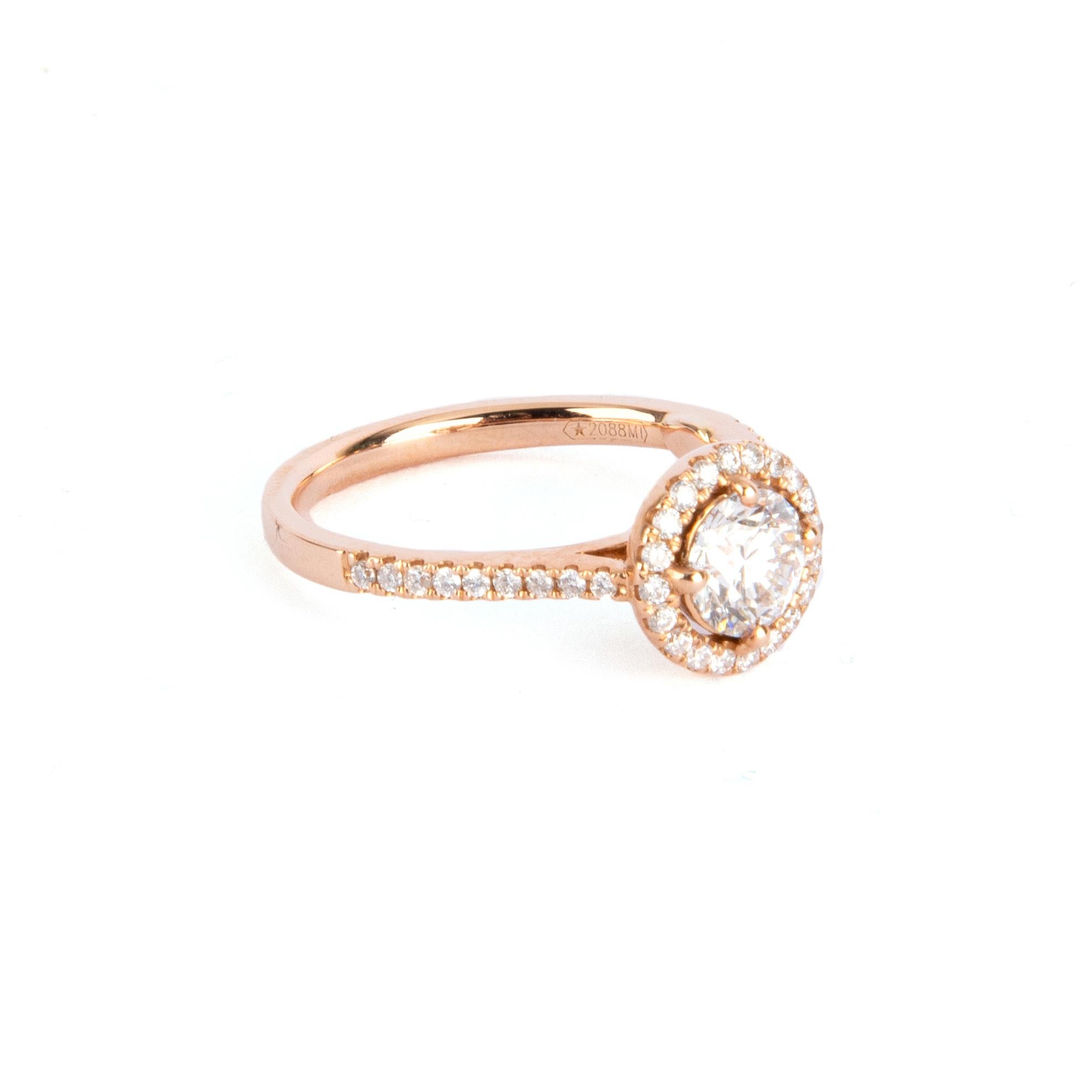 Modern Cute Red Gold Solitaire Ring with Diamonds