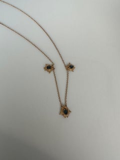Cute sapphire necklace 14KT yellow gold falling leaves