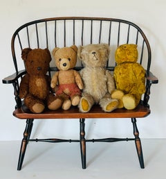Cute Set Antique Teddy Bears with Bench