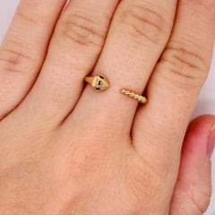 Cute Snake Negative Space Open Ring with Ruby Eyes, Baby Snake, 14K Gold LR52680