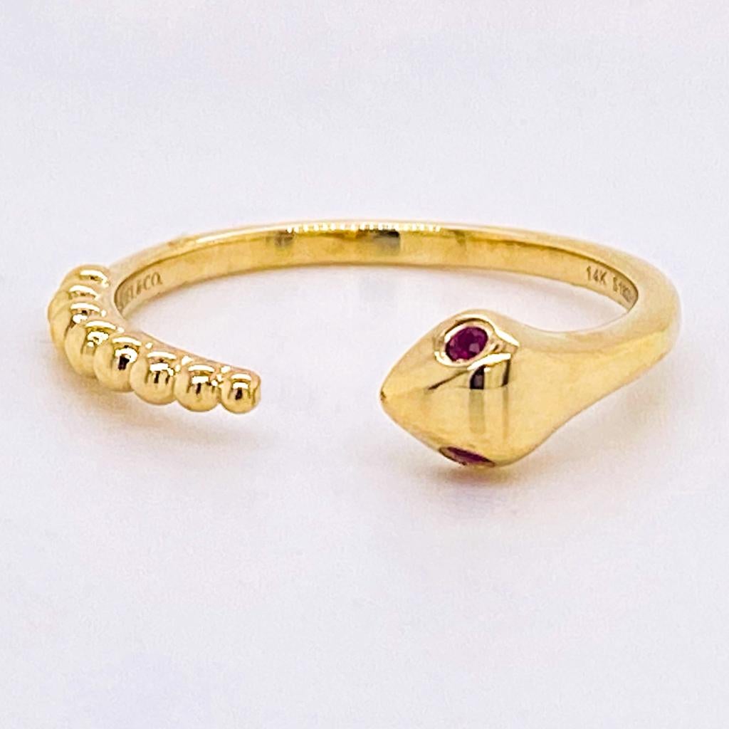 in vendita:  Anello aperto con serpente A Space con occhi di rubino, Baby Snake, Oro 14K LR52680 5